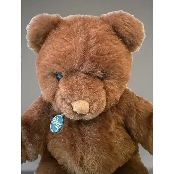 Vintage 1983 GUND Brown Teddy Bear Plush Medal Tag Korea 16” Classic Soft - Picture 8 of 9